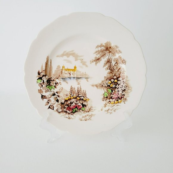 Johnson Bros Castle on The Lake Dinner Plate 10.75", Brown Multicolor, England - Picture 13 of 13